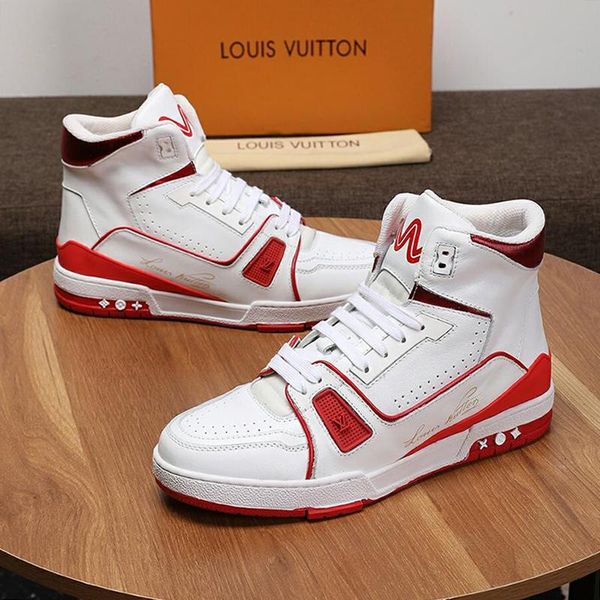 

luxury men shoes boots trainers fashion design with origin box outdoor trendy trainer sneaker mid -mens boots shoes casual, Black