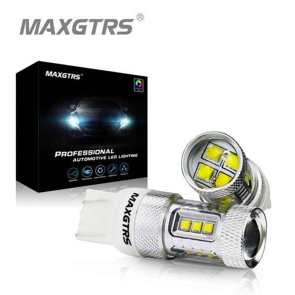 

2x w21 / 5w cree чип t20 7443 светодиодных лампы автомобильного тормозных огни сигнал резервной drl фара dc12v 24v белой / красный / янтарны