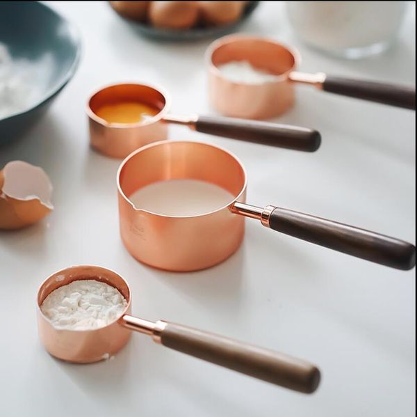 

rose gold coffee milk pot measuring spoon quantitative brass suit gram scale spoons baking cup