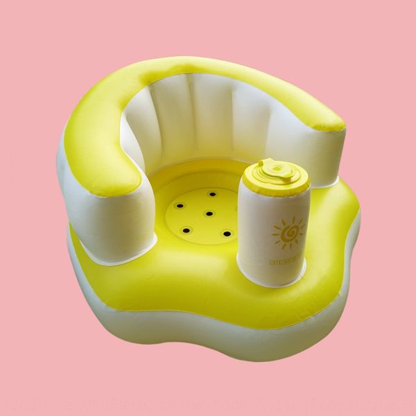 

djjzx yellow and white learning inflatable sofa baby inflatable small sofa baby learning children's chair dining chair portable pvc toy