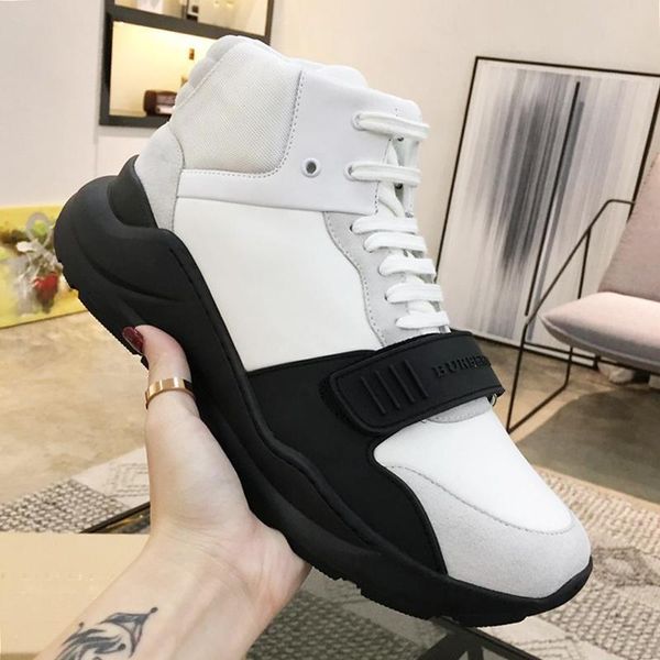 

men boots outdoor walking lightweight shoes vintage check cotton sneakers herren sportschuhe casual high lace -up men shoes, Black