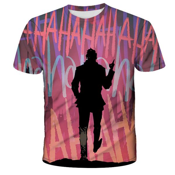 

new mens short-sleeved multi-color 3d clown printing character short-sleeved shirt mens t-shirt factory outlet, White;black