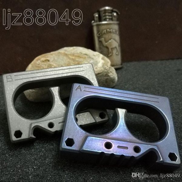 

outdoor survive edc titanium tc4 opener cassette double finger knuckle duster emergency hammer stone washed multi-function tools