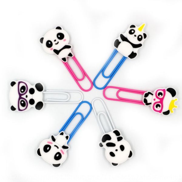 

2019 new cartoon pvc creative gift panda large bookmark metal creative gift bookmark, Silver