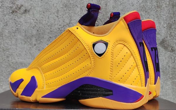 

2020 new men 14s outdoor shoes high purple yellow leather comfortable trainer sneaker size 40 -47