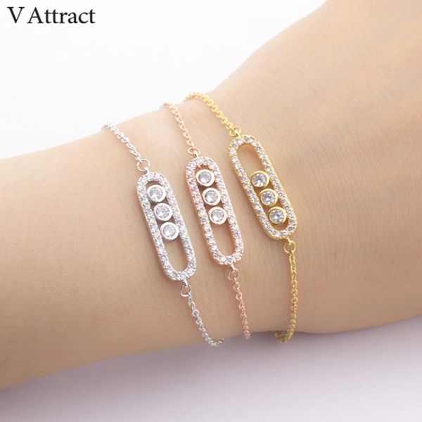 

v attract punk jewelry stainless steel ketting pulseras vintage rose gold cz zircon geometric bar bracelet & bangle for women, Black