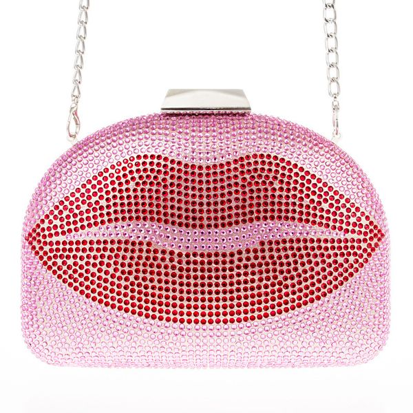 

abera 2020 quality diamond evening clutch bags bling lip wedding wallets with chain cross body bags drop shipping mn1647