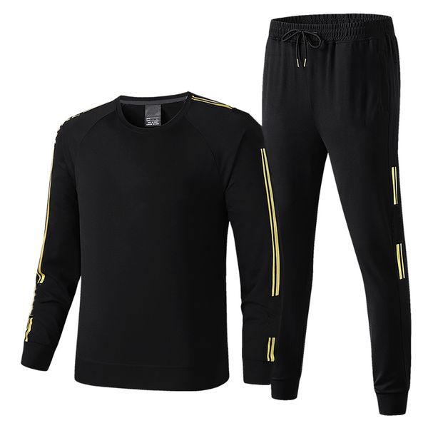 

men's tracksuit sportswear pullover sweater suit jacket + pants two piece suit causal active tracksuit football outdoor wear plus size, Gray