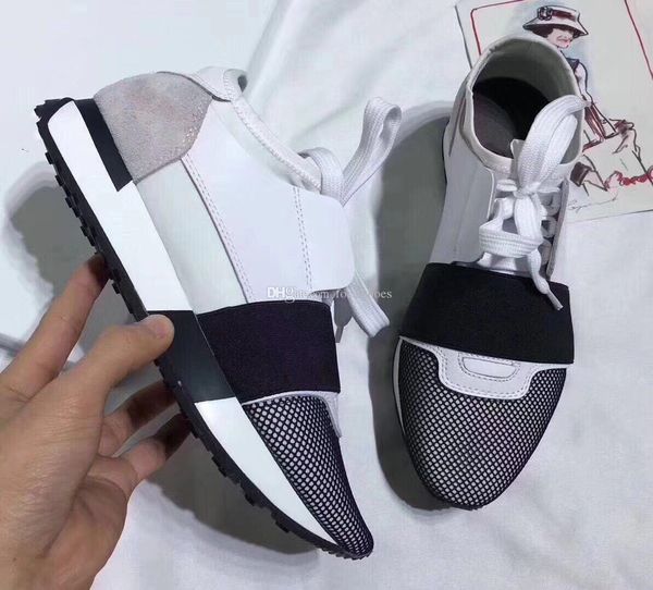 

vintage race runners shoes men sneakers women chuassures tripler leather casual shoes women sneaker in white black mesh knit fashion shoe