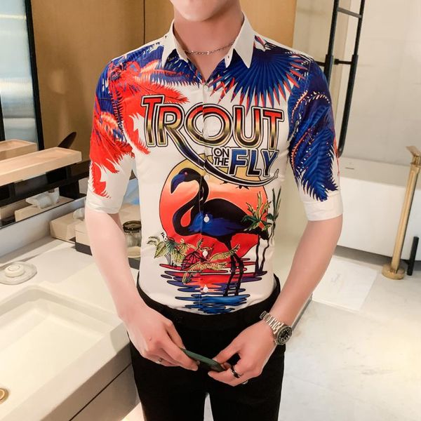 

3d print shirt men short sleeve casual men shirt summer streetwear social nightclub blouse men's clothing camisas para hombre, White;black