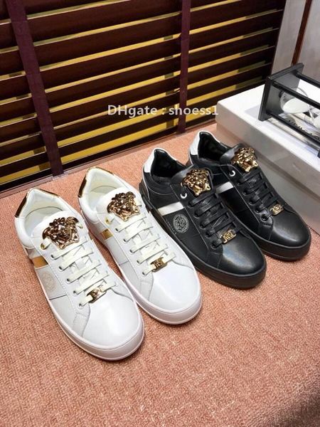 

2021-2020g fashion men 's embroidered letter casual shoes breathable leather classic sneakers lace -up low -shoes ,si, Black