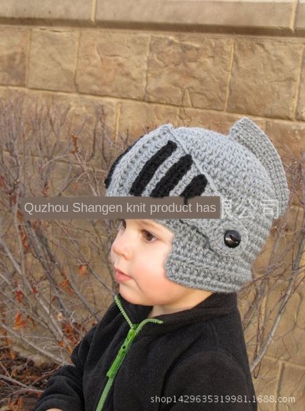 

baby boy winter handmade knitted mask roman knight hat funny baby windproof gift wool wool gift, Blue;gray