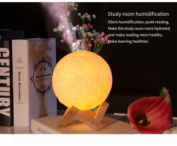 

dhl ship 880ml air humidifier 13cm 3d moon lamp light diffuser aroma essential oil usb ultrasonic humidificador night lights mist purifier