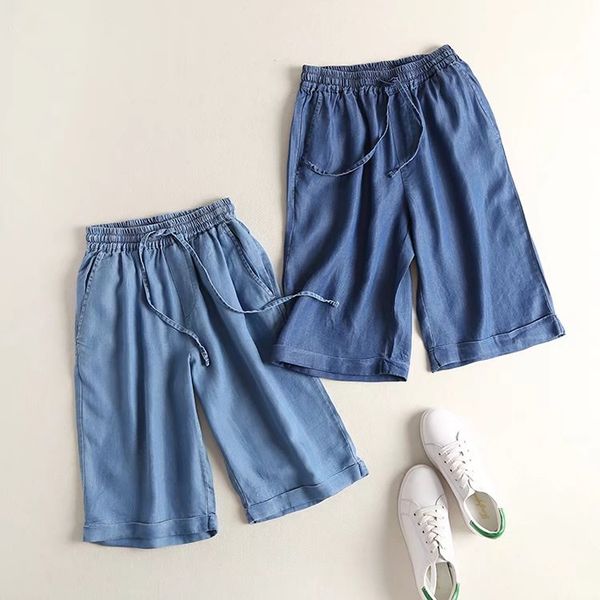 

women's jeans basic tencel thin pants casual cropped summer wholesale ap1741, Blue