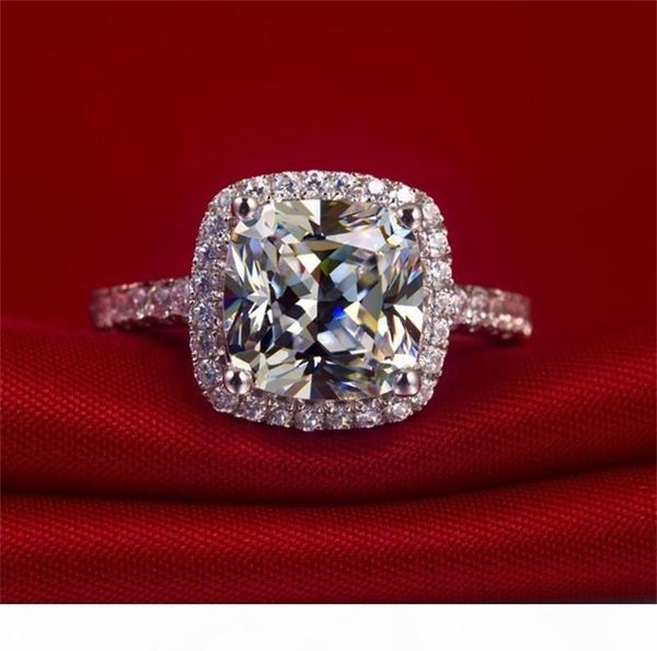 

r diamond ring real 100 %925 sterling silver rings wholesale engagement inlay 3 ct sona simulation cz wedding rings for women gr001, Slivery;golden