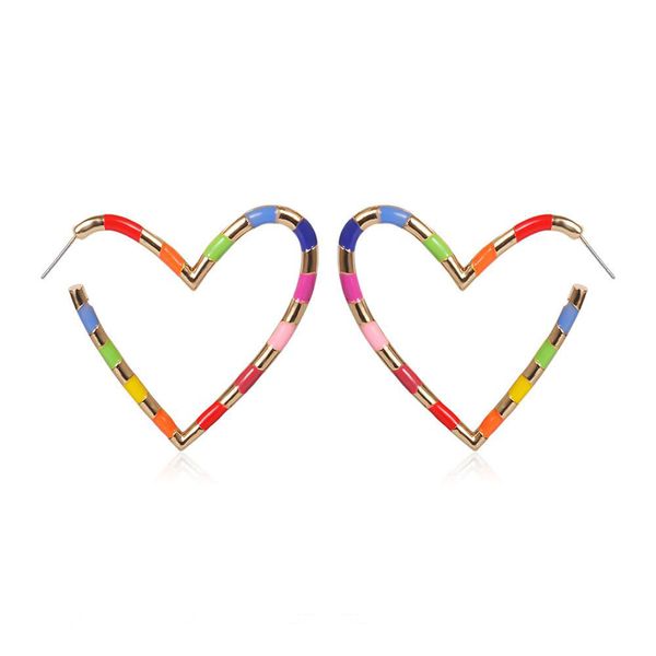 

love heart тип серьги красочные масло цвет золото мода женщины большие серьги партии ear cuff, Silver