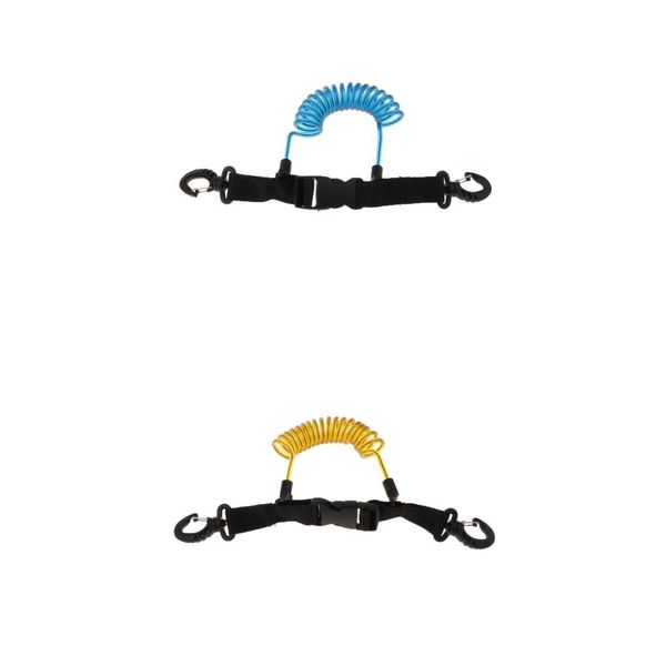 

2 pieces scuba diving coil camera lanyard with clips quick release buckle