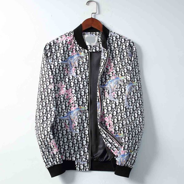 

2020 new brand men's jacket clothing party fashion men's clothing color dinosaur print coat outdoor activities, Gray