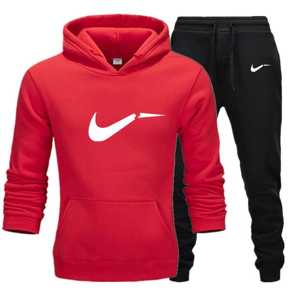 

20explosion models autumn and winter brand printing sportswear men and women casual sportswear suits men two-piece pullover hoodies + pants, Gray