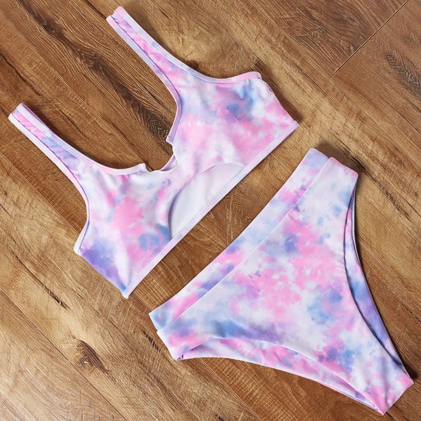

leopard high waist bikini 2020 women bikini push up tie dye swimsuit female plus size swimwear women micro biquini beachwear, White;black