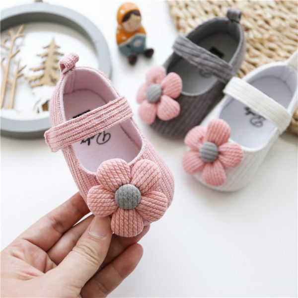 

first walkers baby toddler shoes kids infant born boy girl soft sole crib flower cotton walker 0-2y