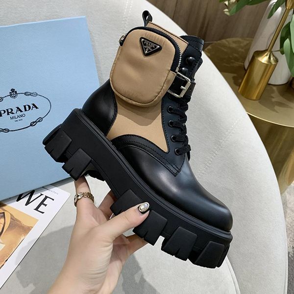 

2020 luxury designer womens breathable short boots,womens leather thick sole fashion boots roman boots with zipper pouch size 35-40 0052, Black
