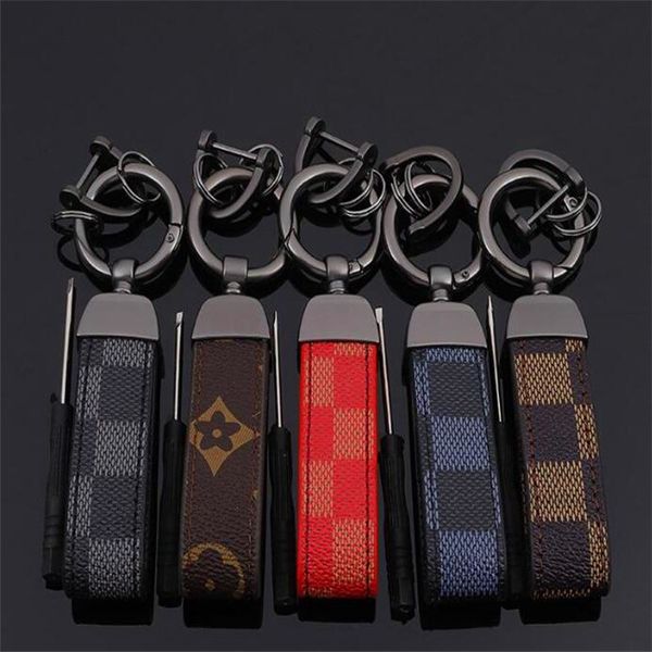 

europe and america style key chain with leather business car key rings for men gift fashion classic print key accessories, Silver