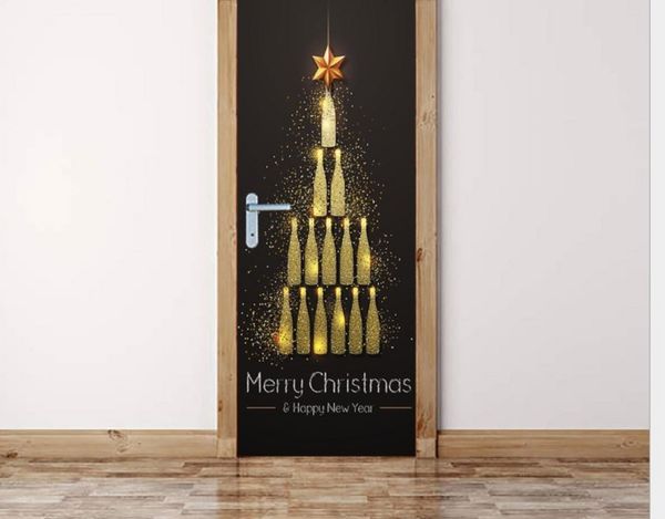

2020 smt035 christmas bottle christmas tree sticker 3d simulation door sticker removable waterproof wall sticker bedroom living room diy