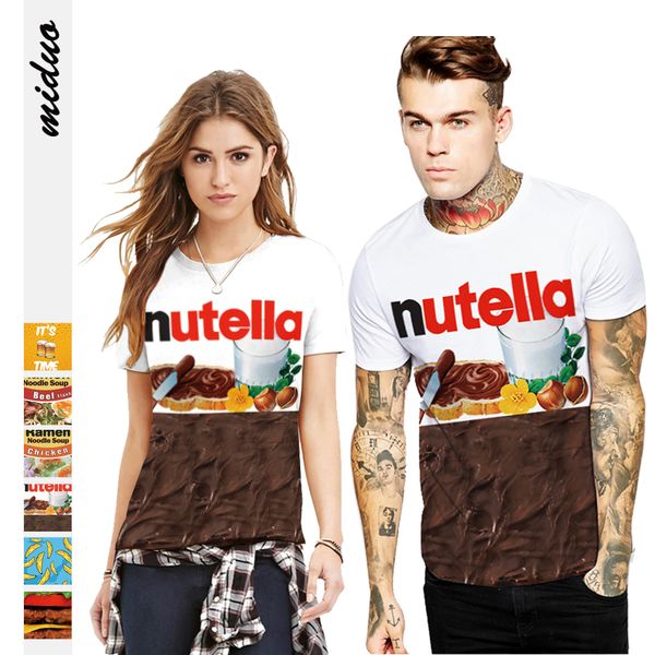 

2020 summer selling chocolate milk digital printing couples t-shirt cross-border fashion brand short-sleeved shirt, White;black