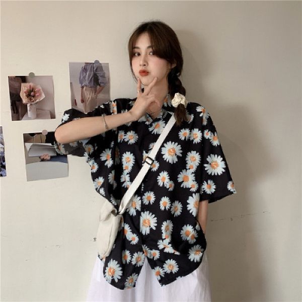 

2020 новый стиль daisy корейский большой размер короткий рукав рубашки модная женская одежда, White