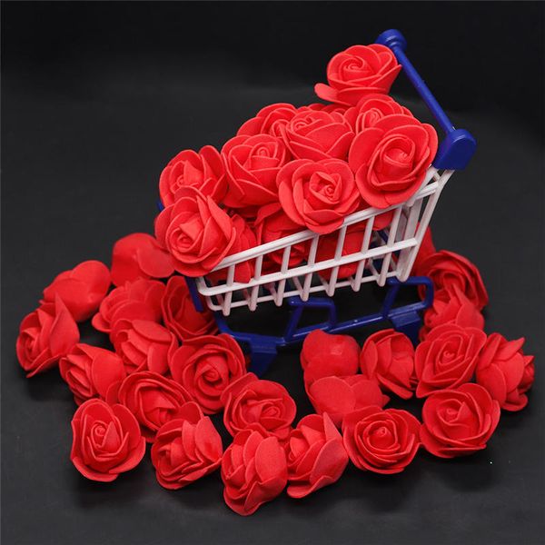 

decorative flowers & wreaths 500pcs/pack 18 colors mini red pe foam artificial roses head fake flower diy handmade home wedding decoration a