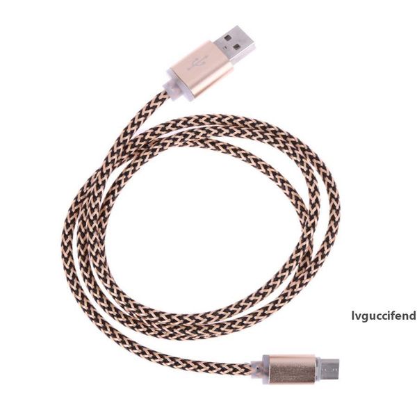 

1m 2m metal twist braided micro usb cable data sync fast charger wire for samsung huawei htc sony cell phone