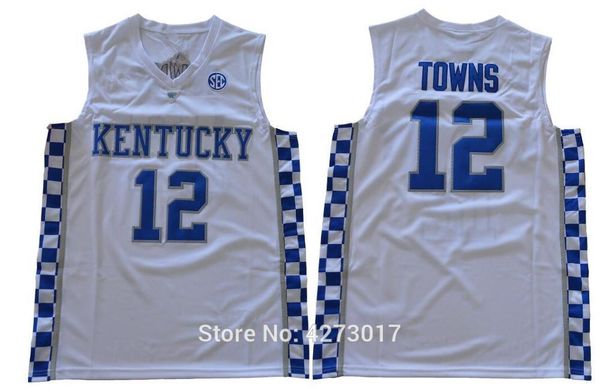 

mens karl-anthony towns 12 blue white men jersey college baskeball kentucky wildcats jerseys breathable pure cotton sewing ncaa, Gray