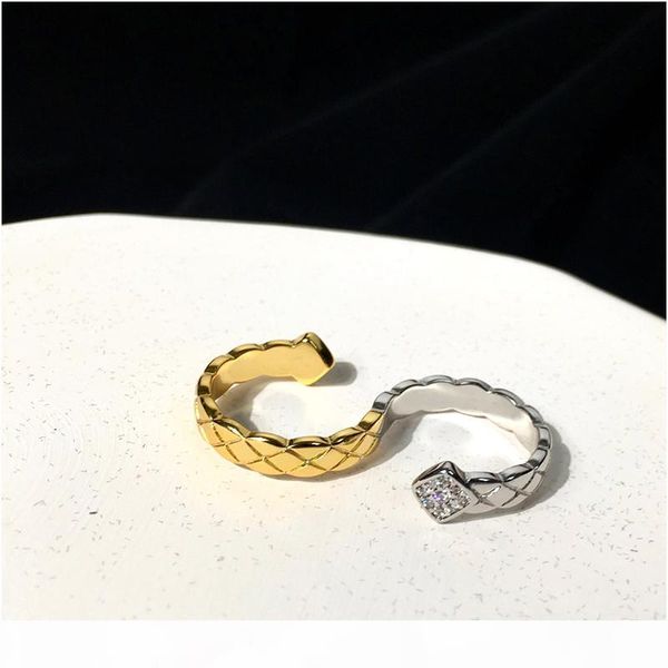 

luxury designer jewelry women rings pandora style channel rings diamond ring wedding engagement ring for women with box, Golden;silver