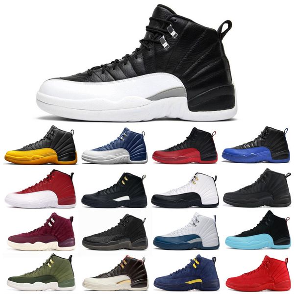 

12 12s basketball shoes men shoes gym red reverse taxi game royal french blue fiba mens trainers sports sneakers trainers 7-13, White;red