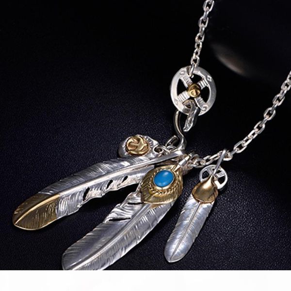 

d solid 925 серебряное ожерелье для мужчин vintage подвески takahashi goros подвеска eagle feather цепи новые популярные ювелирные изделия p, Silver