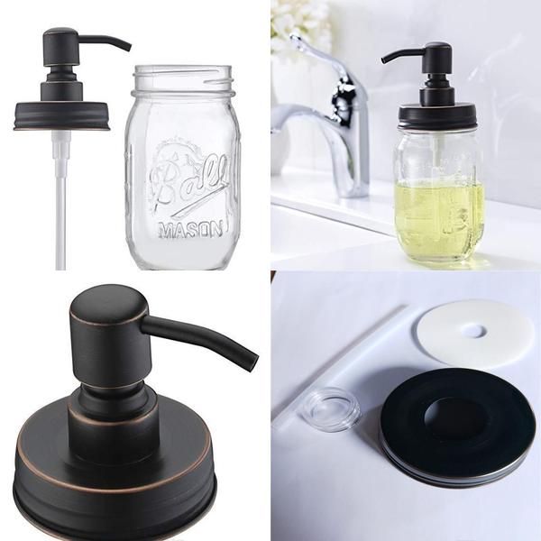 

proof bronze and oil rust jars stainless steel for jar bathroom- kitchen liquid with mason and no dispenser soap rubbed pump lid tqqtj