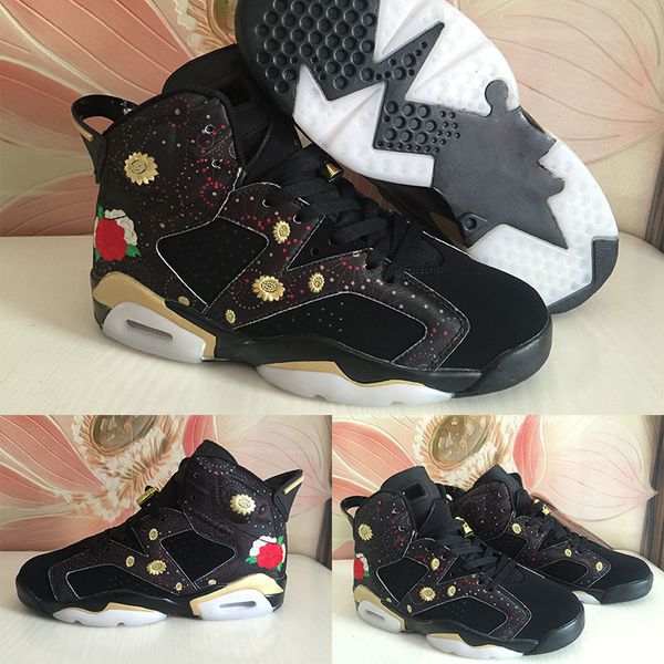 

6s cny peony fireworks embroidery men basketball shoes 6s high qaulitys men sports shoes size 41-47 with shoes box
