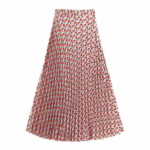 

stylish chic geometric patterns pleated skirt women fashion high waist skirts elegant ladies casual jupe, Black