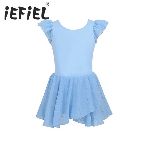 

дети детские девушки ruffled короткие рукава блестит балет танцевальная гимнастика трико шифоновое для балетного класса dancewear, Red;yellow