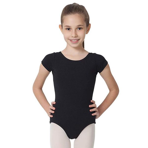 

aoylisey leotard for girls toddler short sleeve gymnastics leotards lycra kids belly dancing bodysuit ballet dance costume, Black;red