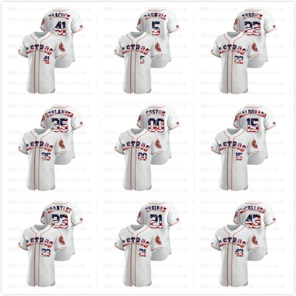 

2020 stars & stripes houston baseball jersey custom astro brantley zack greinke brad peacock bagwell reddick verlander mccullers maldonado, Black