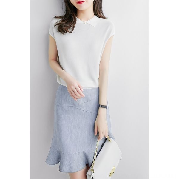 

zy258476mg] specially designed sweater to create a fine 16-pin ice-cool skin-friendly polo collar sweater in summer, White