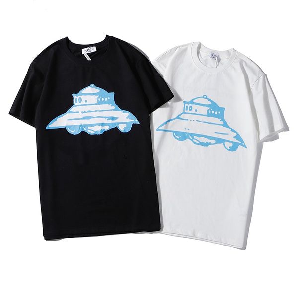 

2020 early autumn short-sleeved t-shirt spaceship return cabin print black and white s-xxl, White;black
