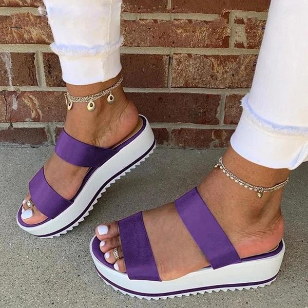 

2020 shoes women sandals summer solid thick bottom flat sandals women european american style ladies shoes, Black