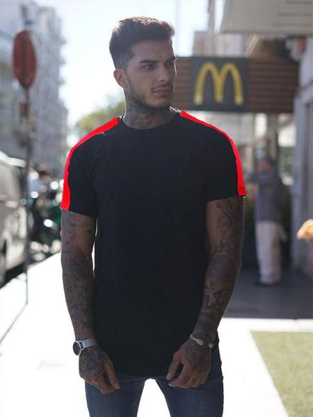 

new 2020 mens short sleeve running t-shirt summer gym clothing fitness bodybuilding t shirt male slim fit training tees, Black;blue