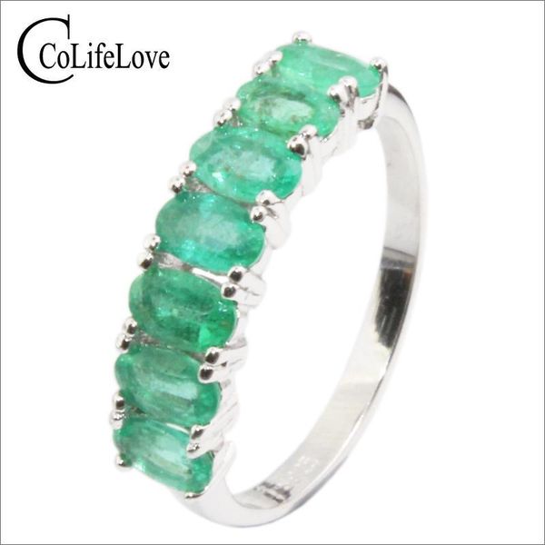 

colifelove 100% natural emerald silver ring 7pcs 3*5 mm si grade emerald ring sterling silver emerasld ring sterling silver emerald jewelry