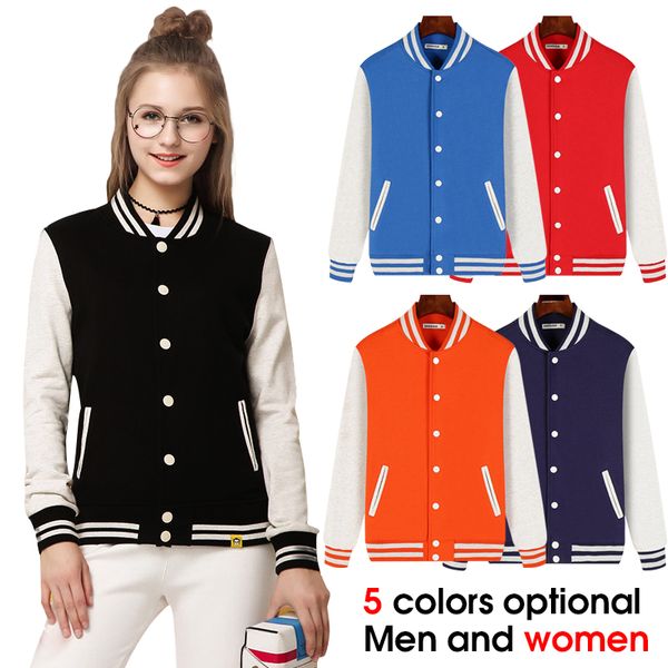 

2020 fashion men and women baseball jacket warm slim fit college casual jacket sweater size coats custom, Black;red