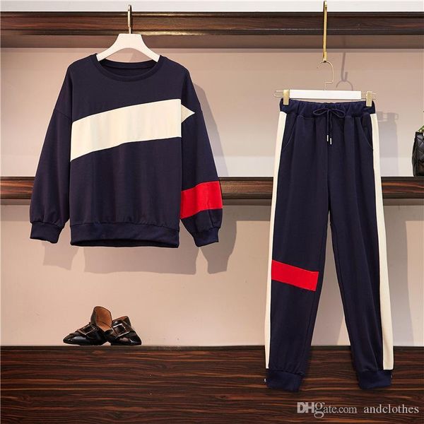 

2019 mens designer tracksuits spring and autumn female sportswear large two-piece slim slender sportswear + trousers comfortable size l-4xl, White