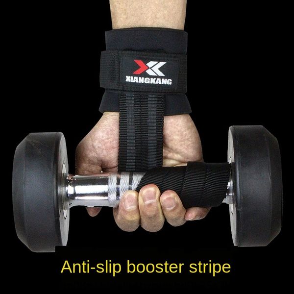 

fitness band non-slip hard pull booster grip belt barbellpull-up special wrist strap barbell wrist strap booster belt, Black;red